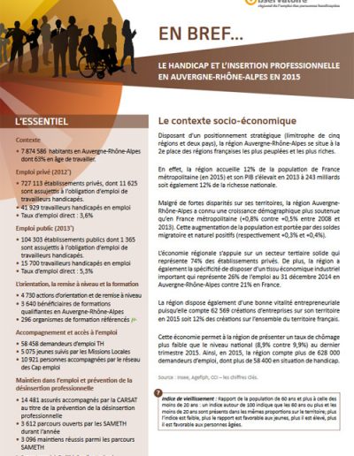 En Bref : synthèse départementale sur le handicap et l’insertion professionnelle (Commanditaire : Direccte Auvergne-Rhône-Alpes)